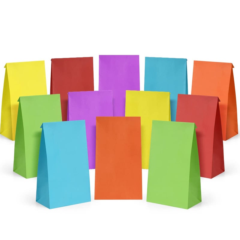 Poever 30 Pcs Party Favor Bags - 6 Colors Small Gift Bags 5X2.95X9.45 Colorful Treat Rainbow Kraft Paper For Birthday Party Wedding Craft Activities - Image 1