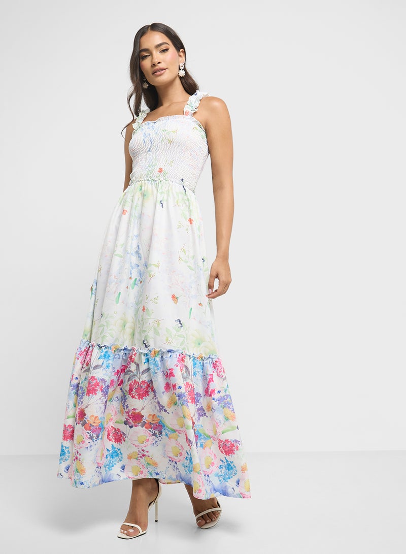 ELLA Floral Smocked Maxi Dress - Image 1