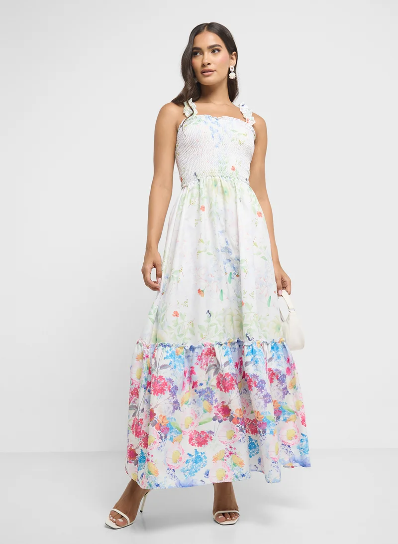 ELLA Floral Smocked Maxi Dress