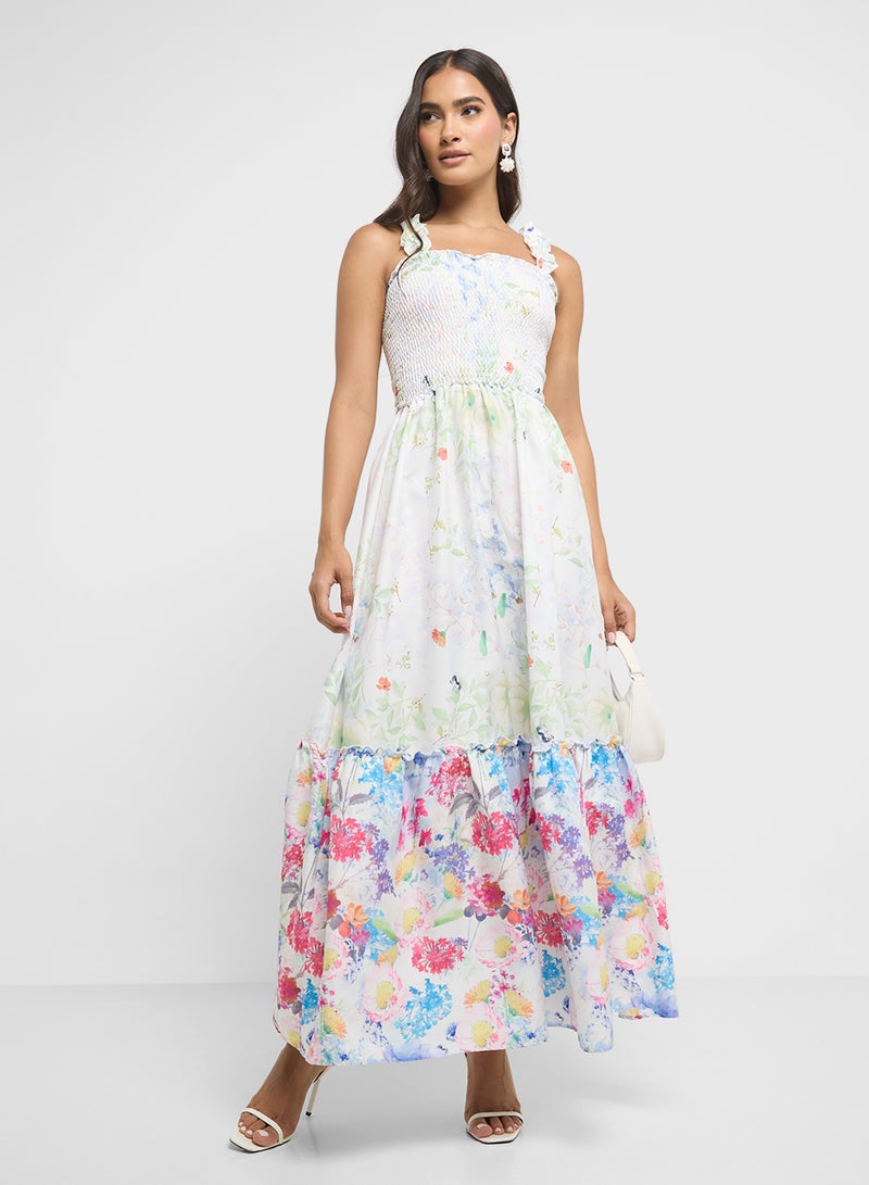 ELLA Floral Smocked Maxi Dress - Image 4