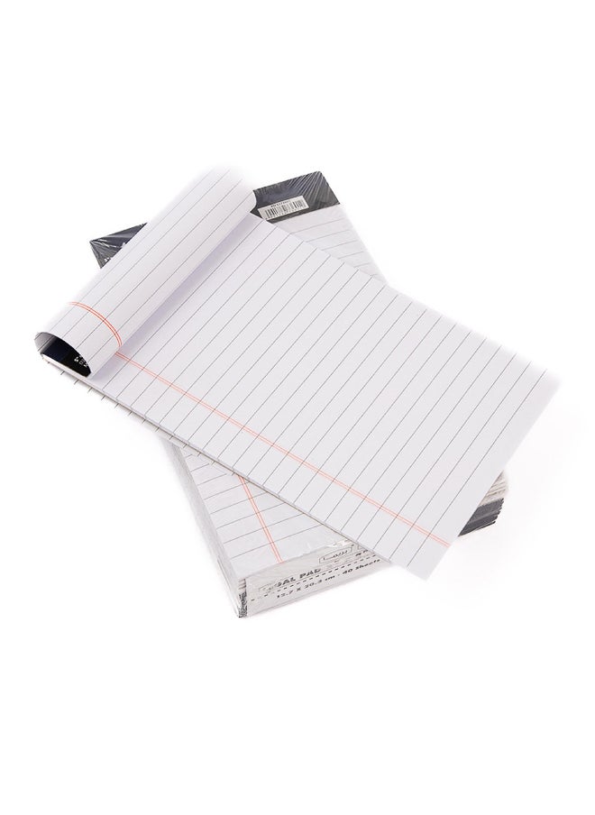 PRIMA Prima Legal Writing Pad - White, 40 Sheets, 8.5" x 11", Perforated, Wide Ruled, Durable Backing 