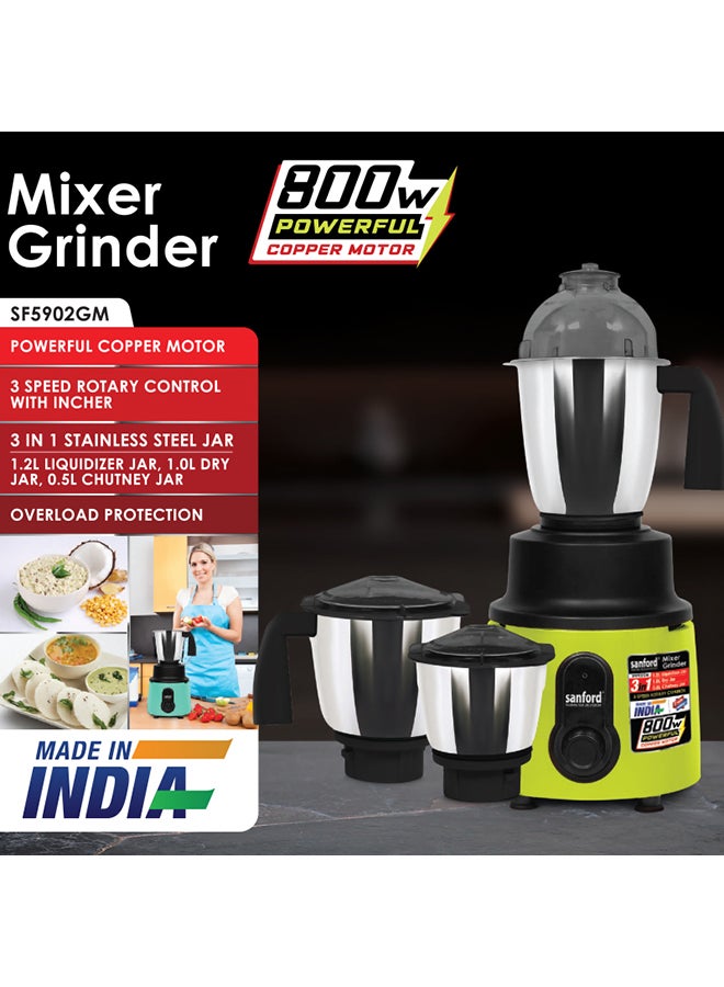Sanford 3 IN 1 GRINDER MIXER (MADE IN INDIA) 1.2 L 800 W SF5902GM BS Red, Orange, Blue, Green - Image 1