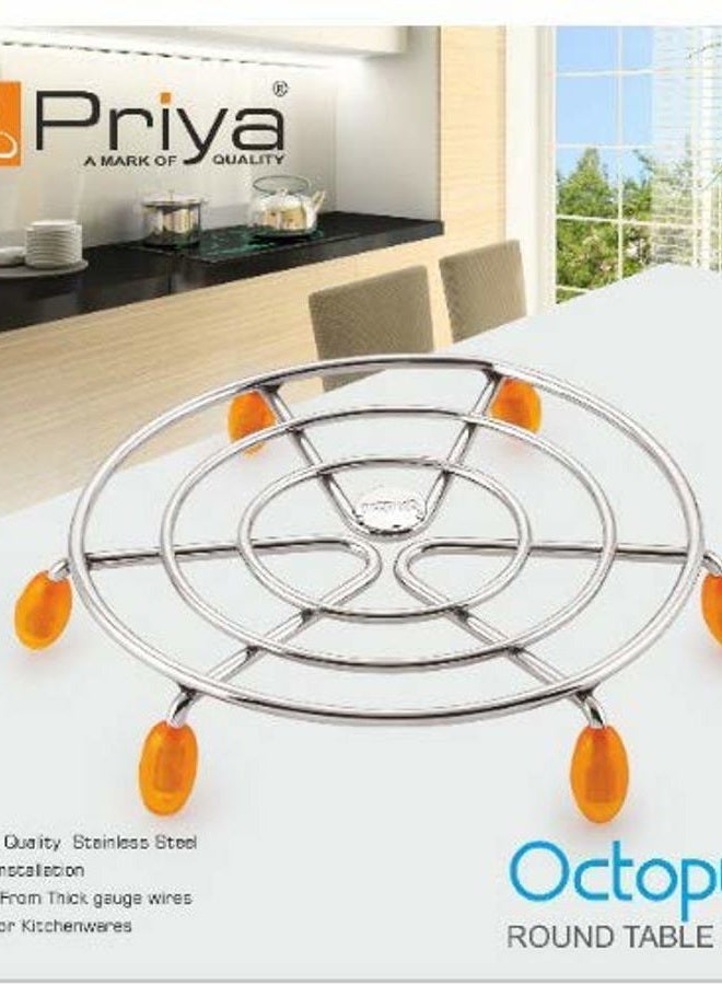 Priya Heavy Stainless Steel Hot Pot Stand/Casserole Stand/Hot & Cold Cauldron Stand/Stainless Steel Heat Resistant Hot Pan/Pot Stand -Size Big (7inch) - Pack of 4 - Image 3