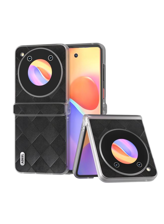 Case For ZTE nubia Flip ABEEL Three Parts Frosted Transparent Frame Hinge Weave Plaid PU Phone Case