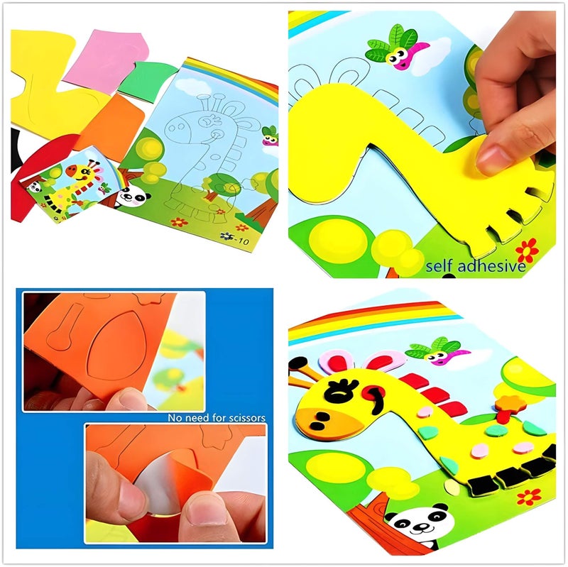 motoeye 20pcs 3D EVA Foam Sticker Puzzle Game DIY Cartoon Animal Learning Education Toys for Toddler Kids Art Craft Kits (kidslove A) - Image 2