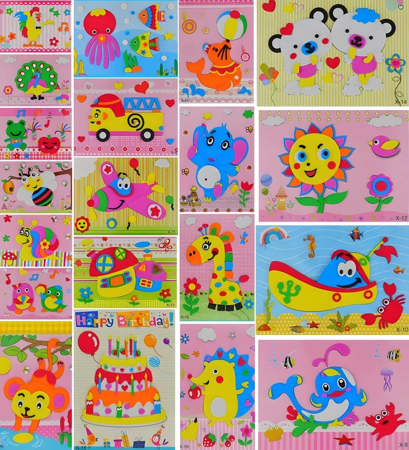 motoeye 20pcs 3D EVA Foam Sticker Puzzle Game DIY Cartoon Animal Learning Education Toys for Toddler Kids Art Craft Kits (kidslove A) - Image 5