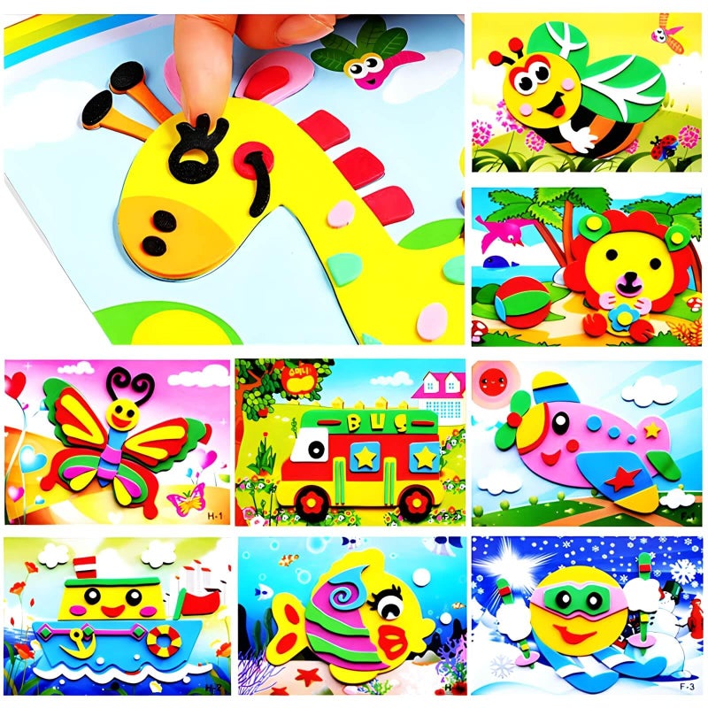 motoeye 20pcs 3D EVA Foam Sticker Puzzle Game DIY Cartoon Animal Learning Education Toys for Toddler Kids Art Craft Kits (kidslove A) - Image 1