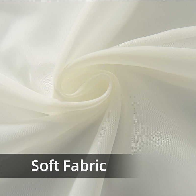 youleyar الصلبة القضيب قضيب الجيب الستار Voile draperies 2 لوحات بيضاء بيج قهوة رمادية أسود 38 بوصة عرض 54 بوصة 1 زوج 1 زوج لغرفة نوم المطبخ ساحة غرفة المعيشة (العاج 38Wx54L) - Image 4
