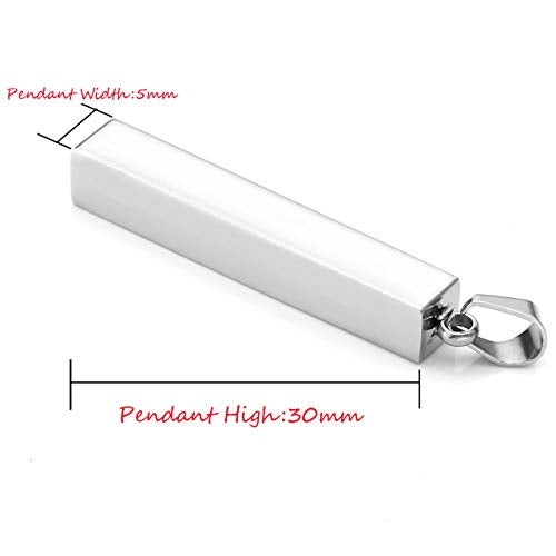 Zysta Silver Cool Simple Bar Necklace Men Women Dangle Vertical Cuboid Stick Pendant 24 inches Chain Stainless Steel Jewelry Gift - Image 4