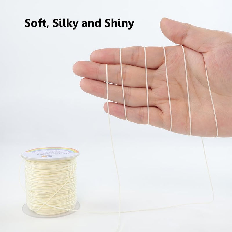 LUSTEMBER 0.8mm Nylon String, Strong Bracelet String, Durable Nylon Cord for Jewelry Making, Bracelets, Beading, Necklaces, Rattail Braiding, Kumihimo, Wind Chimes, Blinds and Handicrafts - Image 3
