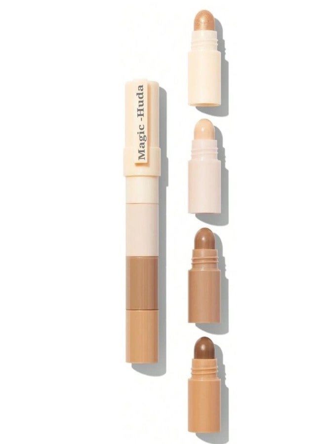 MagicHuda Magic Huda 4-in-1 Makeup Highlight Shimmer Stick, Highlight Matte, Contour, and Bronzer in one compact stick. - Image 1