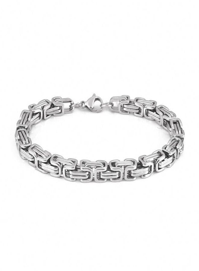 THE MEN THING MASCULINE BYZANTINE - 4mm Pure Stainless Steel Bracelet American trending Style, 7 inch with Lobster Claw Buckle for Men & Boys - Image 1