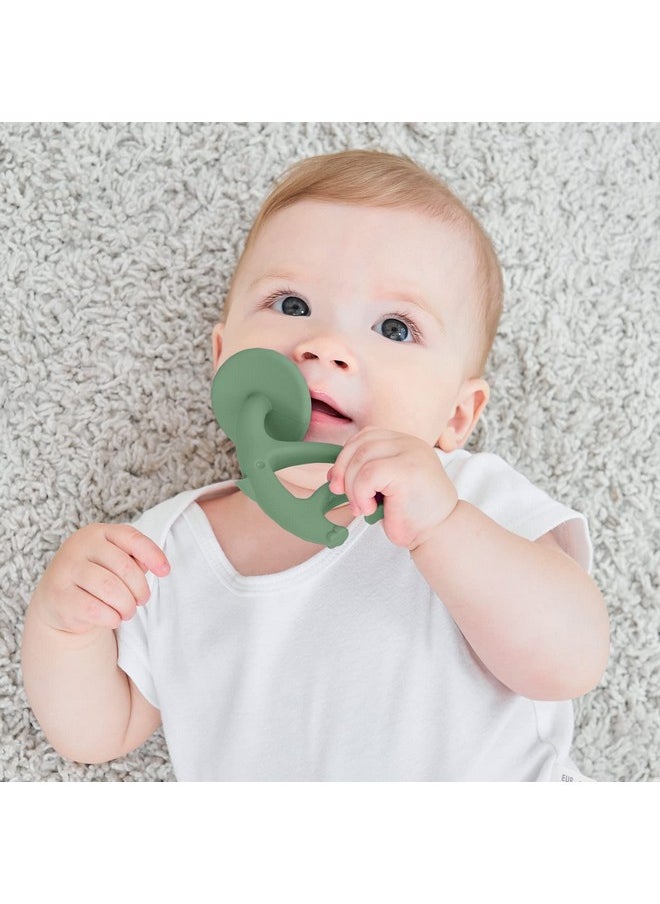 Mombella - Dancing Elephant Teether Toys With Strap For 3-12 Months, Baby Teething Toys 6 To 12 Months Old With Clip, Freezable Silicone Infant Chew Toys, Easy Hold Great Gifts For Newborn, Light Green - Image 1