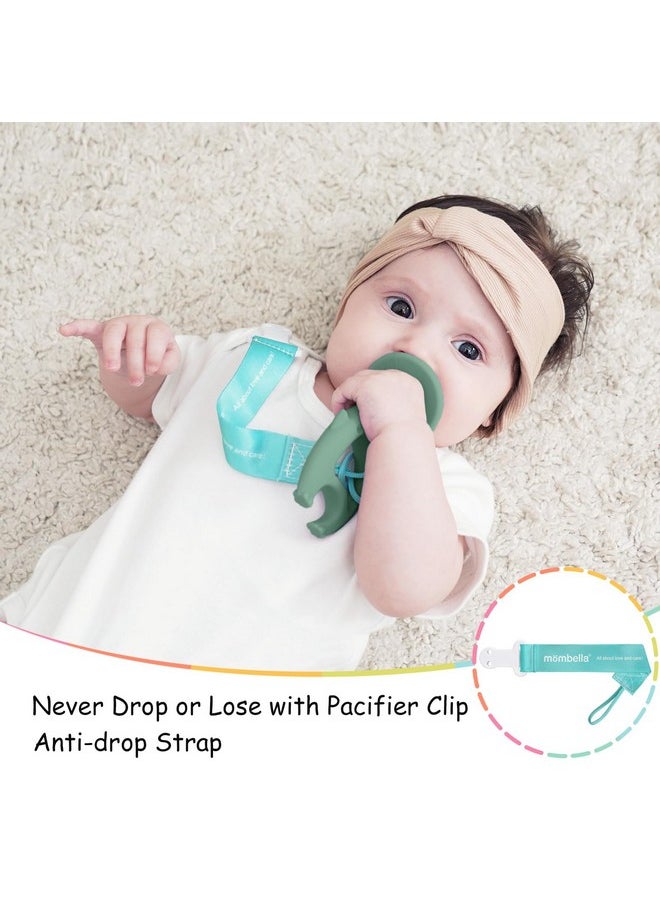 Mombella - Dancing Elephant Teether Toys With Strap For 3-12 Months, Baby Teething Toys 6 To 12 Months Old With Clip, Freezable Silicone Infant Chew Toys, Easy Hold Great Gifts For Newborn, Light Green - Image 1