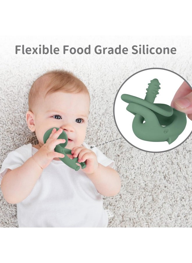 Mombella - Dancing Elephant Teether Toys With Strap For 3-12 Months, Baby Teething Toys 6 To 12 Months Old With Clip, Freezable Silicone Infant Chew Toys, Easy Hold Great Gifts For Newborn, Light Green - Image 1