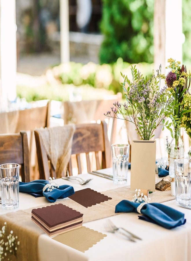 وولاين مجموعة مناديل كوكتيل من والين، 150 منديل، لون بني محايد، بنقشة خشبية، متدرجة اللون، بحواف مزخرفة، للاستخدام مرة واحدة، متوفرة بثلاثة ألوان، مثالية لتزيين طاولات الحفلات، مقاس 5 × 5 بوصة. - Image 5