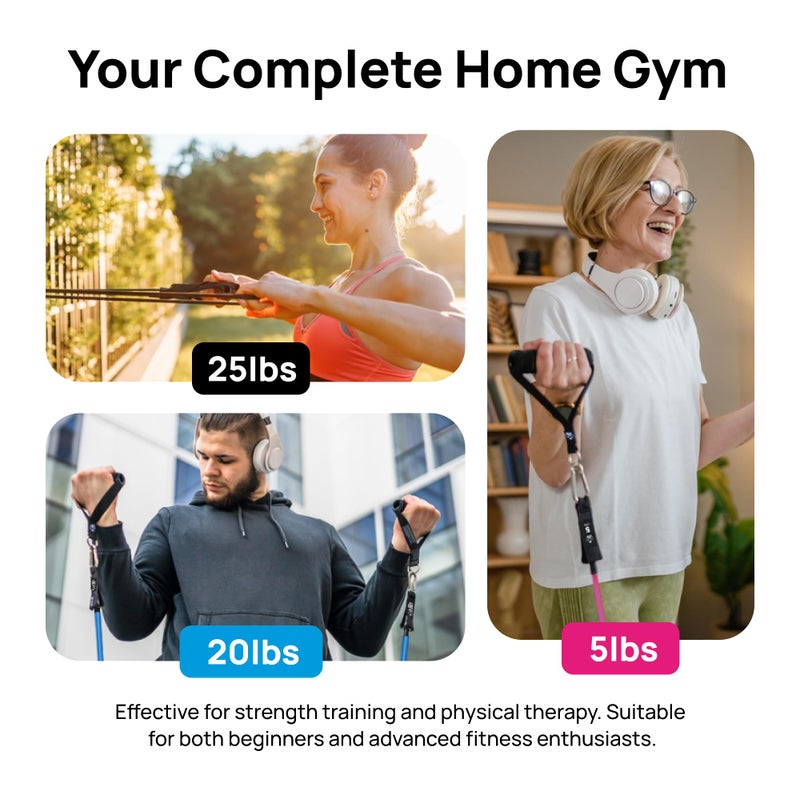 INEVIFIT Resistance Band Set, 150 LBS Stackable Workout Bands for Strength Training, Yoga, Pilates, and Full Body Workout, Includes Door Anchor, Handles, Ankle Straps, Carrying Bag, and Exercise Guide - Image 4