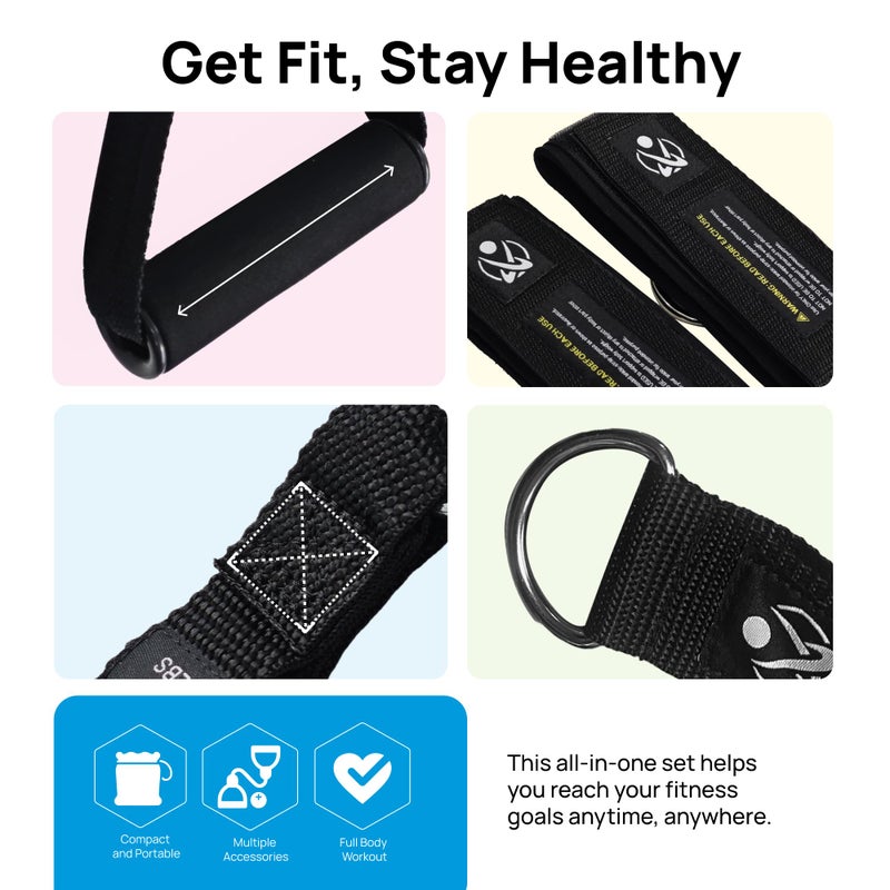INEVIFIT Resistance Band Set, 150 LBS Stackable Workout Bands for Strength Training, Yoga, Pilates, and Full Body Workout, Includes Door Anchor, Handles, Ankle Straps, Carrying Bag, and Exercise Guide - Image 3