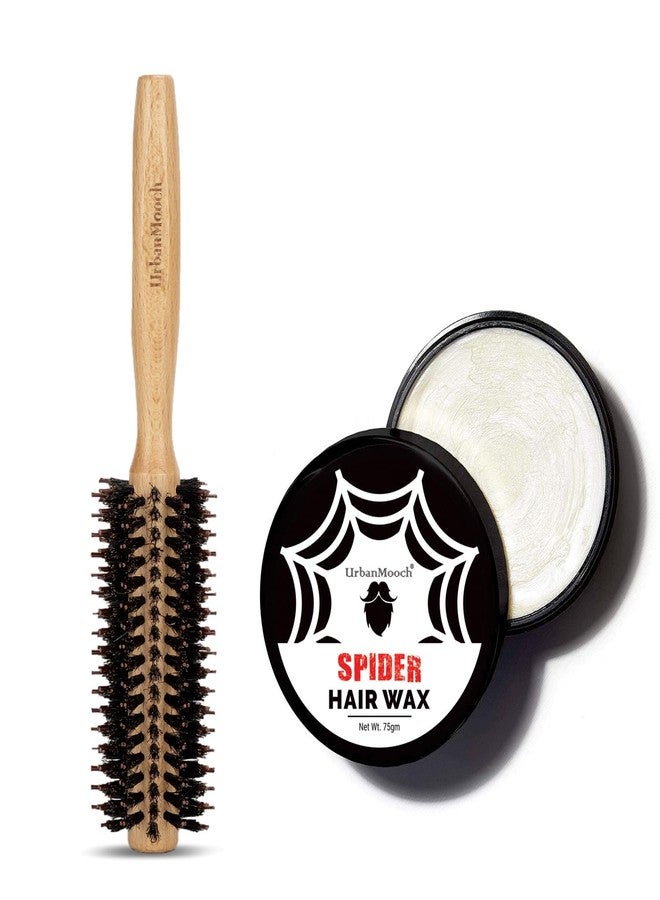 UrbanMooch Round Hair Brush for Men & Spider Hair Styling Wax Combo Kit | Blow Brying, Volume, Styling, Curling, & Straightening | Style Your Hair The Way You Want | Be Urban Be Confident - Image 1