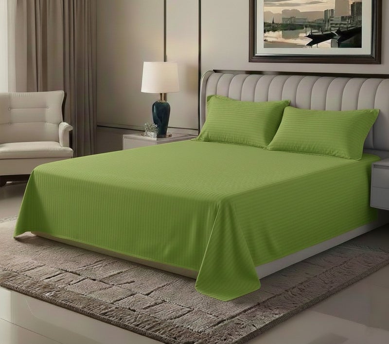 ماكسكون طقم ملاية سرير مايكروفايبر فاخر مكوّن من 3 قطع – ملاية مسطحة مقاس (230×255 سم) مع 2 كيس وسادة (50×75 سم) – ناعم جداً، قابل للتنفس، ومقاوم للتجاعيد – مناسب لأسرة الكوين والكينج – مثالي للاستخدام المنزلي والفندقي - Image 1