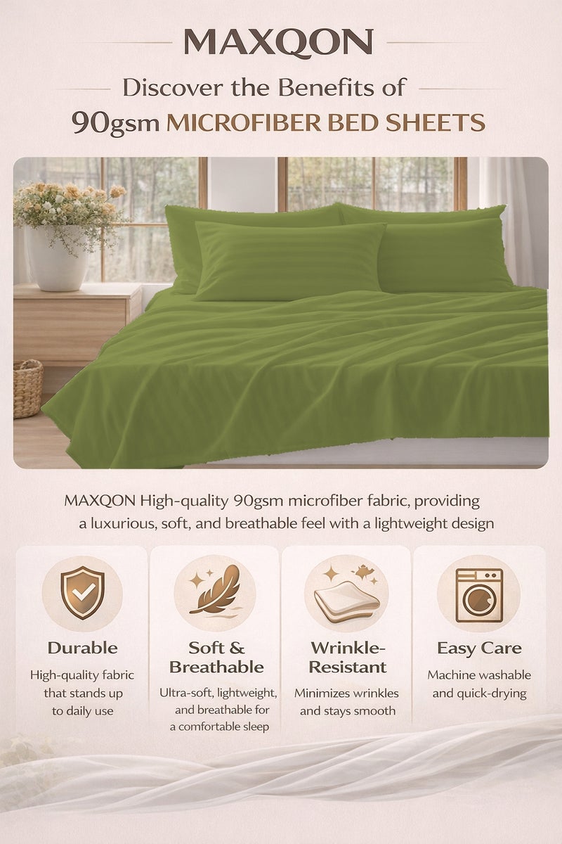 ماكسكون طقم ملاية سرير مايكروفايبر فاخر مكوّن من 3 قطع – ملاية مسطحة مقاس (230×255 سم) مع 2 كيس وسادة (50×75 سم) – ناعم جداً، قابل للتنفس، ومقاوم للتجاعيد – مناسب لأسرة الكوين والكينج – مثالي للاستخدام المنزلي والفندقي - Image 4