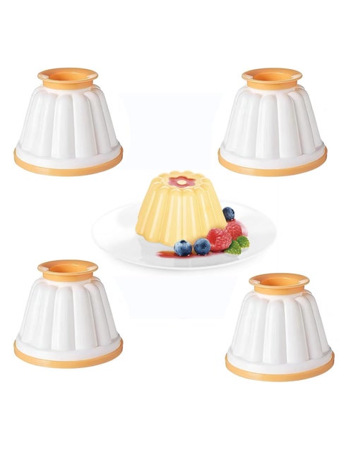 4 Pieces Pudding Moulds Pudding Cups with Lid and Various Shapes on Top Traditional Jelly Moulds Mini Pudding Basins Baking Cases Yorkshire Pudding Tray DIY Baking Tins Non Stick Cooking Pans