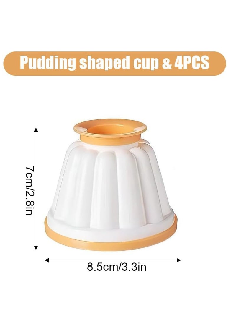 Beauenty - 4 Pieces Pudding Moulds Pudding Cups with Lid and Various Shapes on Top Traditional Jelly Moulds Mini Pudding Basins Baking Cases Yorkshire Pudding Tray DIY Baking Tins Non Stick Cooking Pans - Image 1