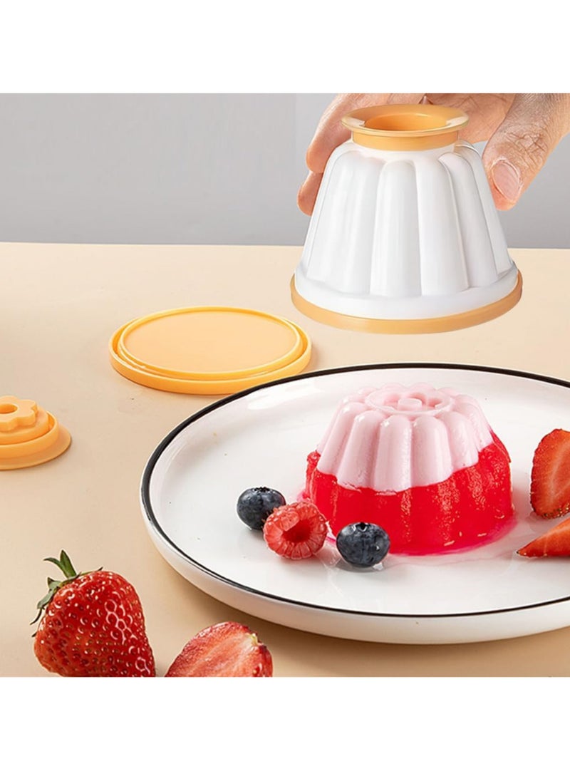 Beauenty - 4 Pieces Pudding Moulds Pudding Cups with Lid and Various Shapes on Top Traditional Jelly Moulds Mini Pudding Basins Baking Cases Yorkshire Pudding Tray DIY Baking Tins Non Stick Cooking Pans - Image 1