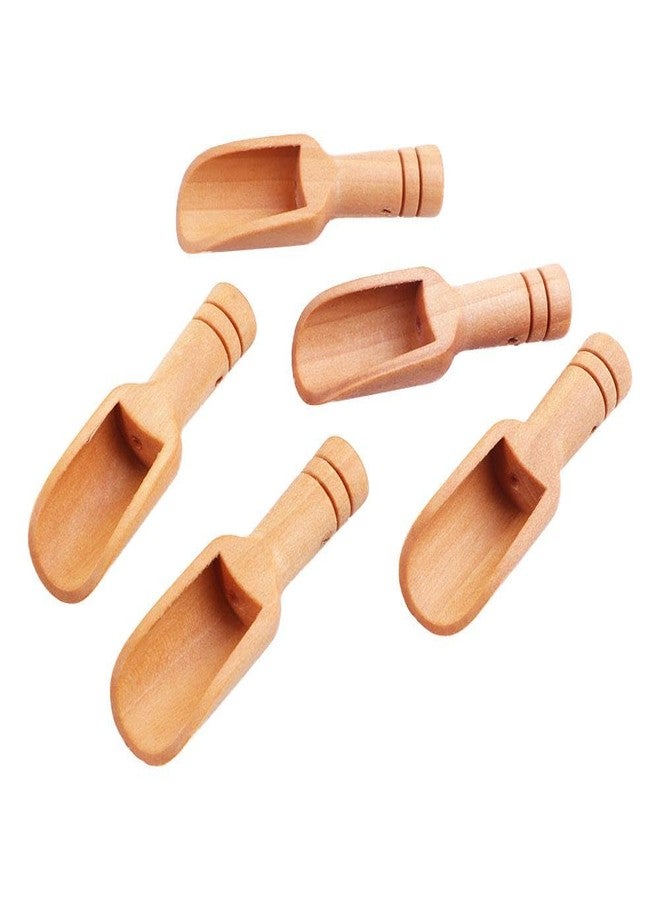 Kopida 5 Pcs Mini Wooden Spoons, Mini Bath Salt Spoon Washing Powder Spoon with Round Handle, Wooden Scoops for Coffee Tea, Wood Cooking Baking Shovels for Spices Beans Rice Flour - Image 1