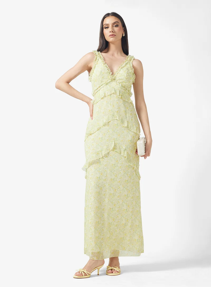 PRETTY LAVISH Floral Aurelia Ruffle Maxi Dress
