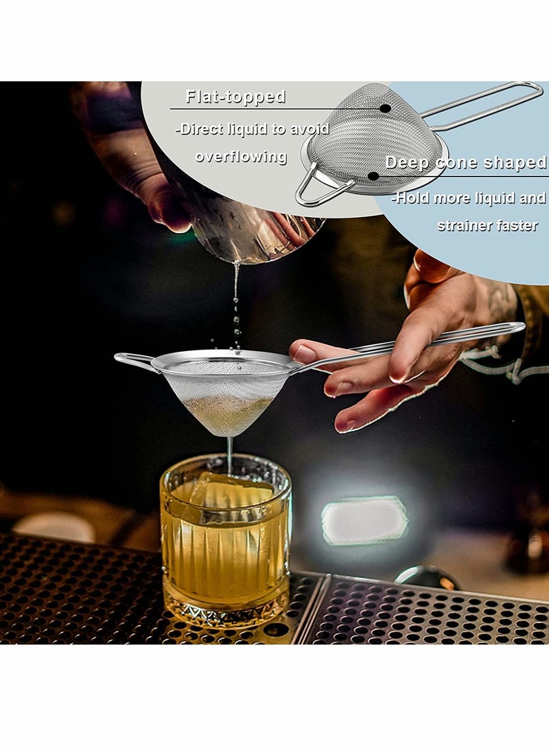 SYOSI - Fine Mesh Strainer 2 Pcs 3.3 Inches Stainless Steel Tea Strainer with Long Handle Small Conical Mesh Strainers Sieve for Cocktail Coffee Food Rust Proof Easy to Clean (Silver) - Image 1