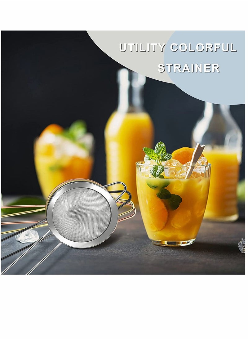 SYOSI - Fine Mesh Strainer 2 Pcs 3.3 Inches Stainless Steel Tea Strainer with Long Handle Small Conical Mesh Strainers Sieve for Cocktail Coffee Food Rust Proof Easy to Clean (Silver) - Image 1