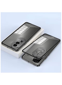 Case Compatible with Oppo Reno 10 Pro Plus, Magnetic Metal Frame+Matte Translucent Tempered Glass Back, Non Slip Shockproof Case with Camera Protector