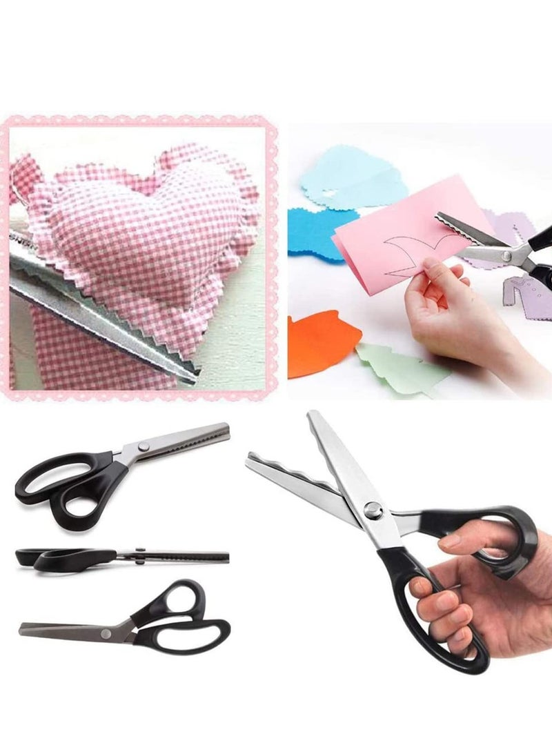 Y&D - Pinking Shears for Dressmaking, Professional Stainless Steel Tailor Scissors Felt Paper Fabric Cutting/Sewing, Handled Zig Zag, Children Adults Art and Craft - Image 1