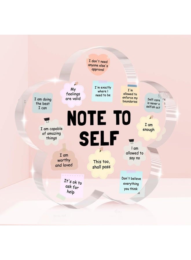 XFN Note to Self Motivational Decor, Flower Shape Acrylic Sign Gifts Therapy Mental Health Decorations for Counseling Office Therapy Desktop Art Decoration, Counselor Therapist Office Gifts - Image 1