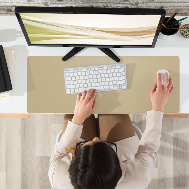 AFIING Non-Slip Desk Pad, Desk mat,Waterproof PU Leather Protector, Easy Clean Laptop Mat for Work/Home/Decor (Apricot, 31.5" x 12") - Image 5