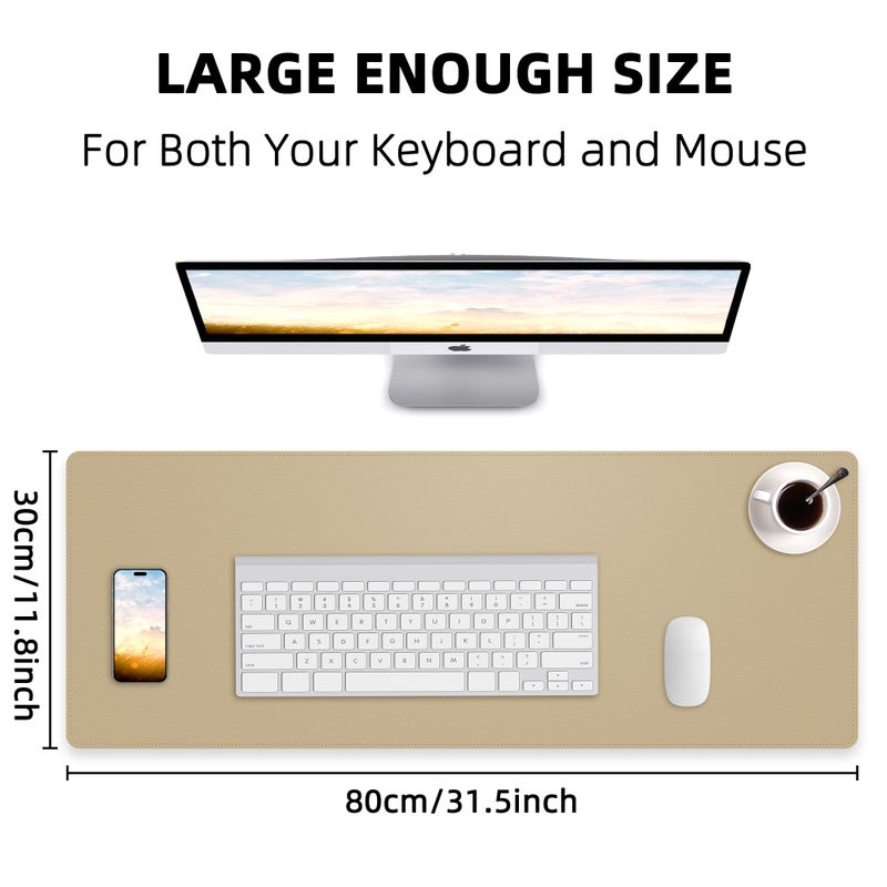 AFIING Non-Slip Desk Pad, Desk mat,Waterproof PU Leather Protector, Easy Clean Laptop Mat for Work/Home/Decor (Apricot, 31.5" x 12") - Image 2