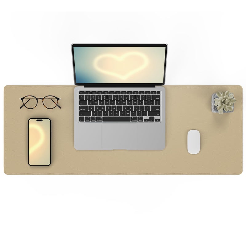 AFIING Non-Slip Desk Pad, Desk mat,Waterproof PU Leather Protector, Easy Clean Laptop Mat for Work/Home/Decor (Apricot, 31.5" x 12") - Image 1