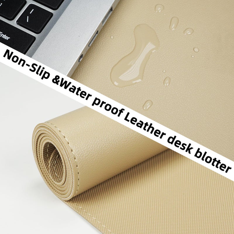 AFIING Non-Slip Desk Pad, Desk mat,Waterproof PU Leather Protector, Easy Clean Laptop Mat for Work/Home/Decor (Apricot, 31.5" x 12") - Image 3