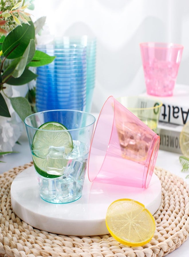 WDF عبوة من 200 كوب بلاستيكي ملون للاستخدام مرة واحدة من WDF - تتضمن 50 كوبًا بلاستيكيًا ملونًا باللون الوردي والأزرق والأخضر والأصفر، مناسبة للحفلات وحفلات استقبال المولود وحفلات الزفاف - Image 5