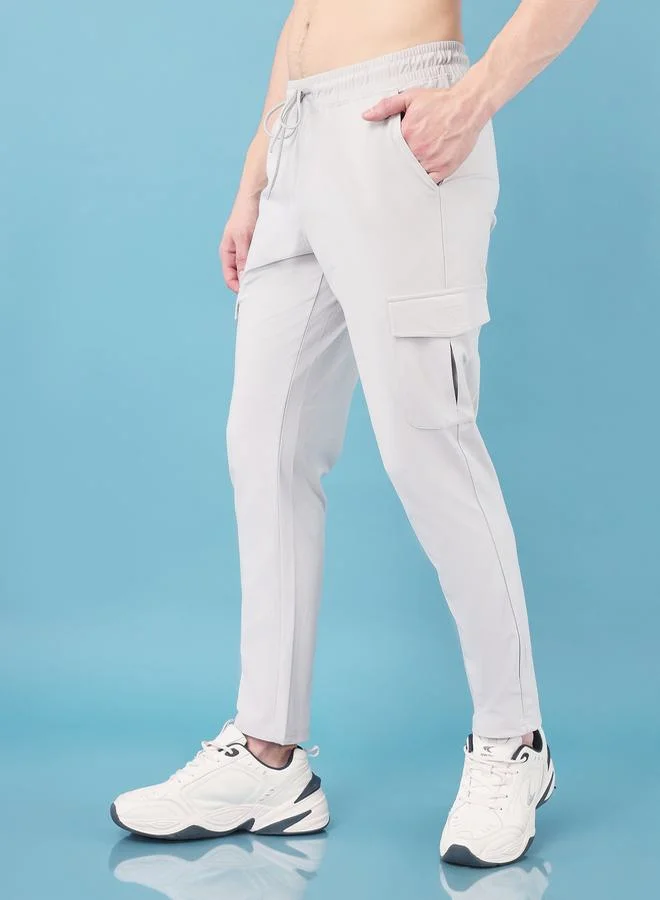 Technosport Solid Cargo Pants with Drawstring by Styli