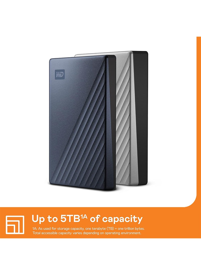 WD 5TB My Passport Ultra Blue Portable External Hard Drive HDD, USB-C and USB 3.1 Compatible - BFTM0050BBL-WESN 5 TB - Image 4