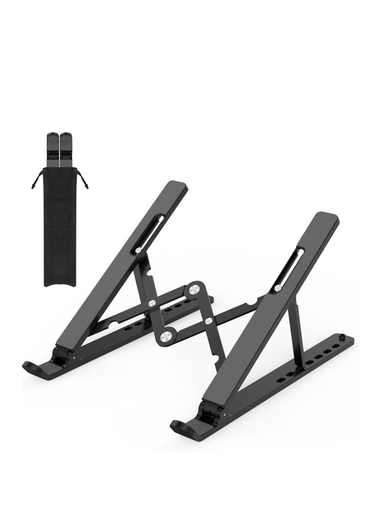 9-Level Height Adjustable Aluminum Laptop Stand Compatible with MacBook Pro Air, Lenovo, Dell - Black