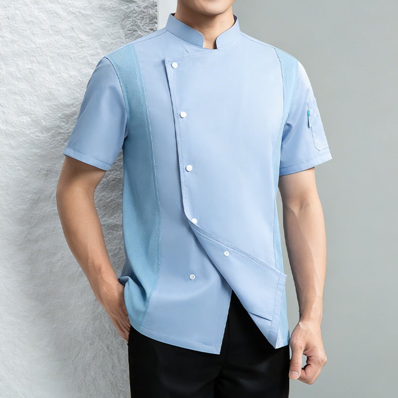 Elastic Chef Work Clothes For Men, Short-Sleeved, Breathable, Summer Wear For Restaurants, Els, Canteens, Bakeries, Kitchens, For Women - Image 1
