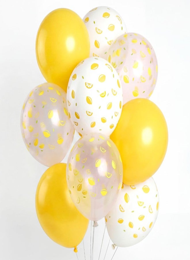xo, Fetti Lemon Printed Balloons - 24 Latex Balloons | Lemon Party, Bridal Shower, Summer Decor, Birthday, Yellow, Coastal, Citrus Glam - Image 1