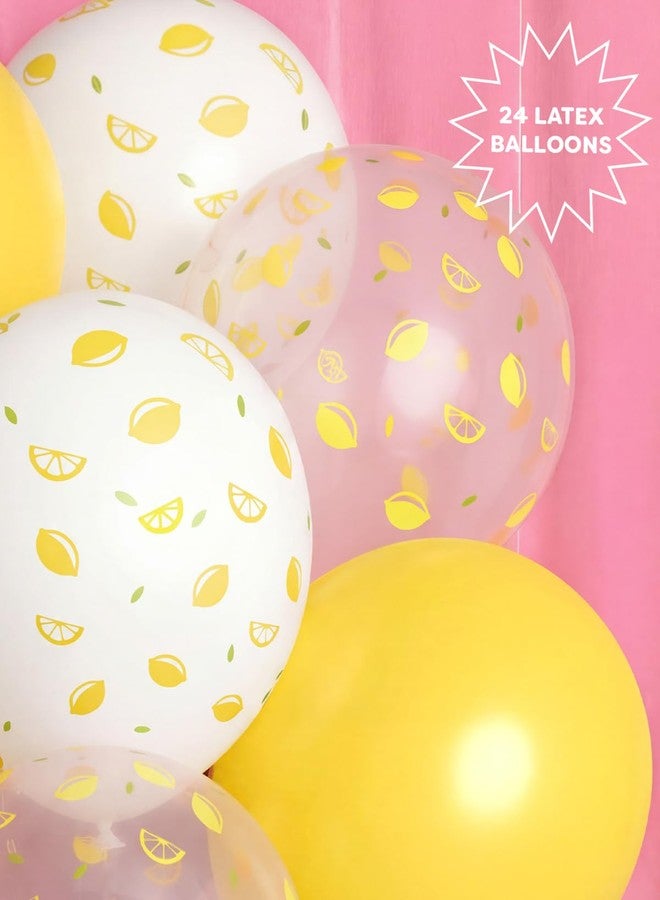 xo, Fetti Lemon Printed Balloons - 24 Latex Balloons | Lemon Party, Bridal Shower, Summer Decor, Birthday, Yellow, Coastal, Citrus Glam - Image 2
