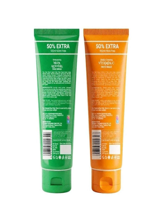 The Pink Rush Neem AloeVera and Vitamin C Face Wash Combo Set Men And Women All skin type 100ml Each Pack of 2 - Image 2