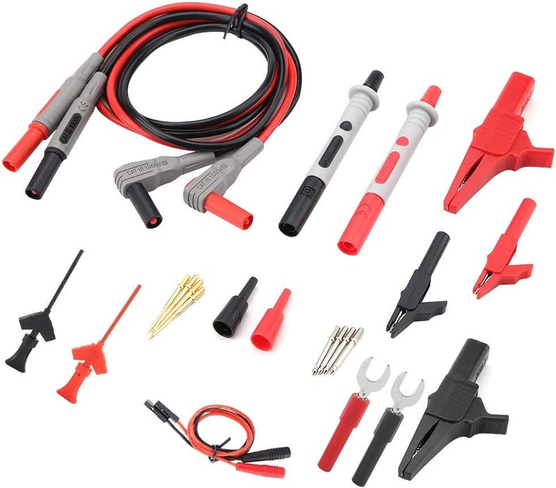 Sunisfa P1300D Electronic Digital Multimeter Test Leads with Clips Replaceable Probe Tips Set, 1m Cable for Multimeter Kit with More Connector Types and Better Electroconductivity - Image 1