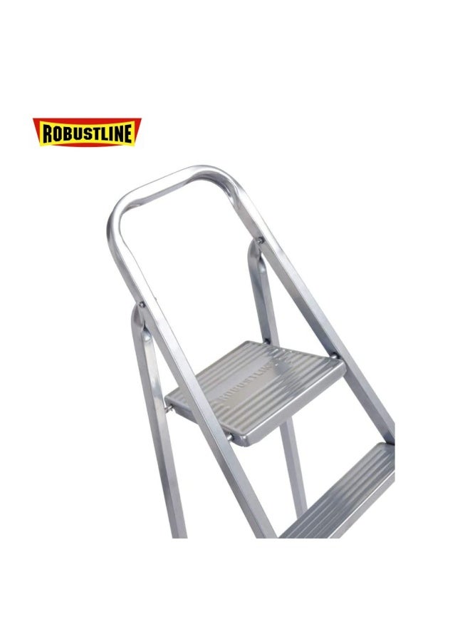 ROBUSTLINE Heavy Duty Steel Ladder Ultra Stable Folding Ladder 4 Step Silver  - Image 4