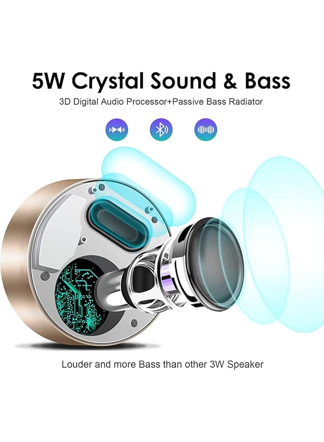 erorex Gold Smart Touch Wireless Speaker Small Bluetooth Speaker With Portable Waterproof Case High Def Sound Fast Recharge - Image 3